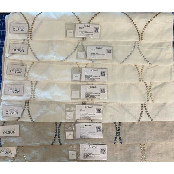 Kravet Candice Olson Embroidered Linen Fabric Samples Kiley 7 Varieties - Picture 1 of 5